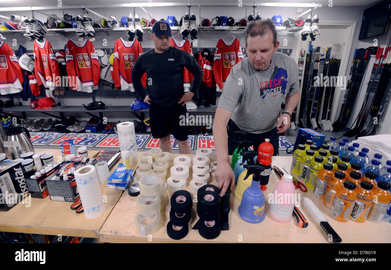 Dressing room of Czech ice hockey players at 2013 Ice Hockey World Championship in Globen hall