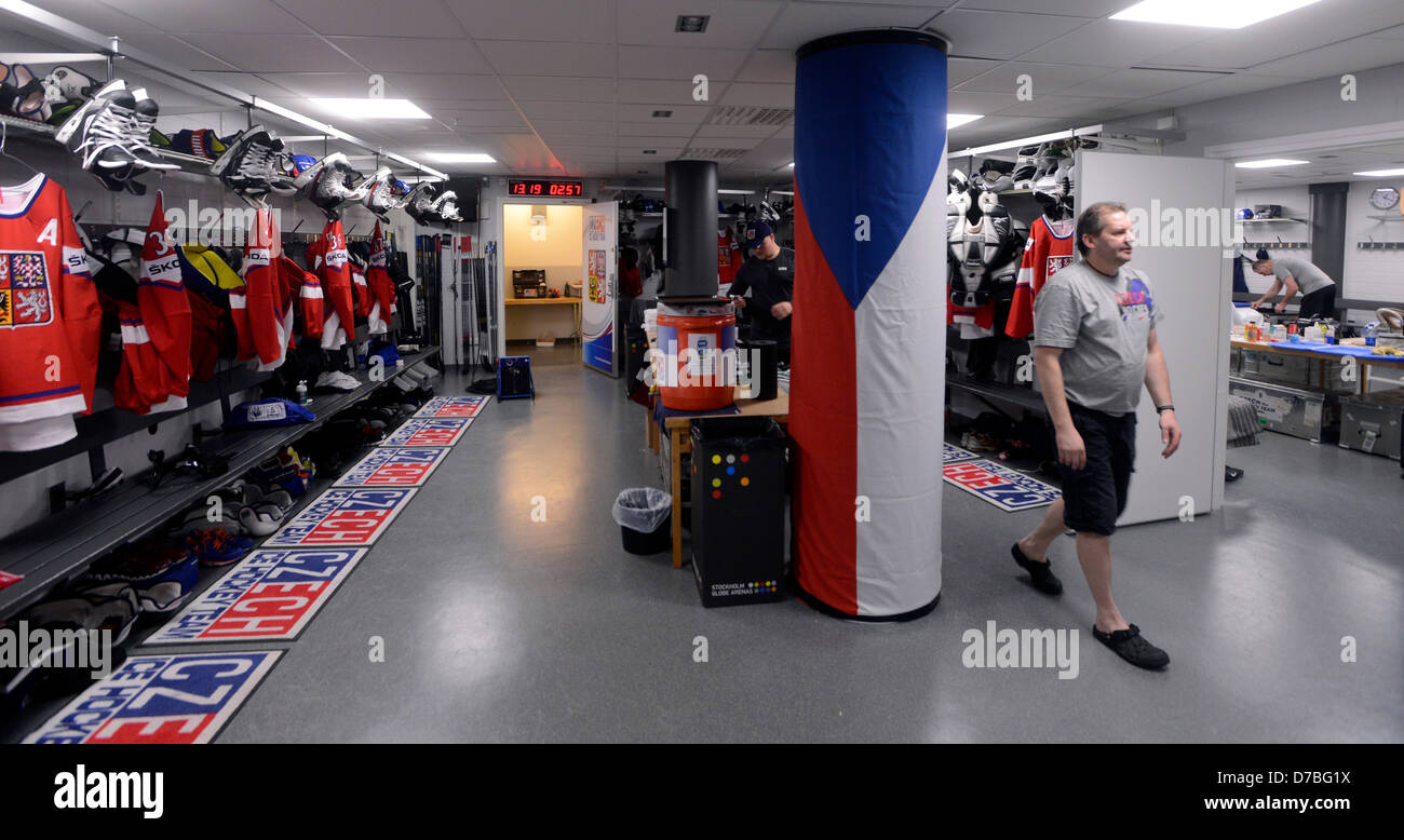 Dressing room of Czech ice hockey players at 2013 Ice Hockey World  Championship in Globen hall in Stockholm, Sweden, May 3, 2013. (CTK  Photo/Vit Simanek Stock Photo - Alamy