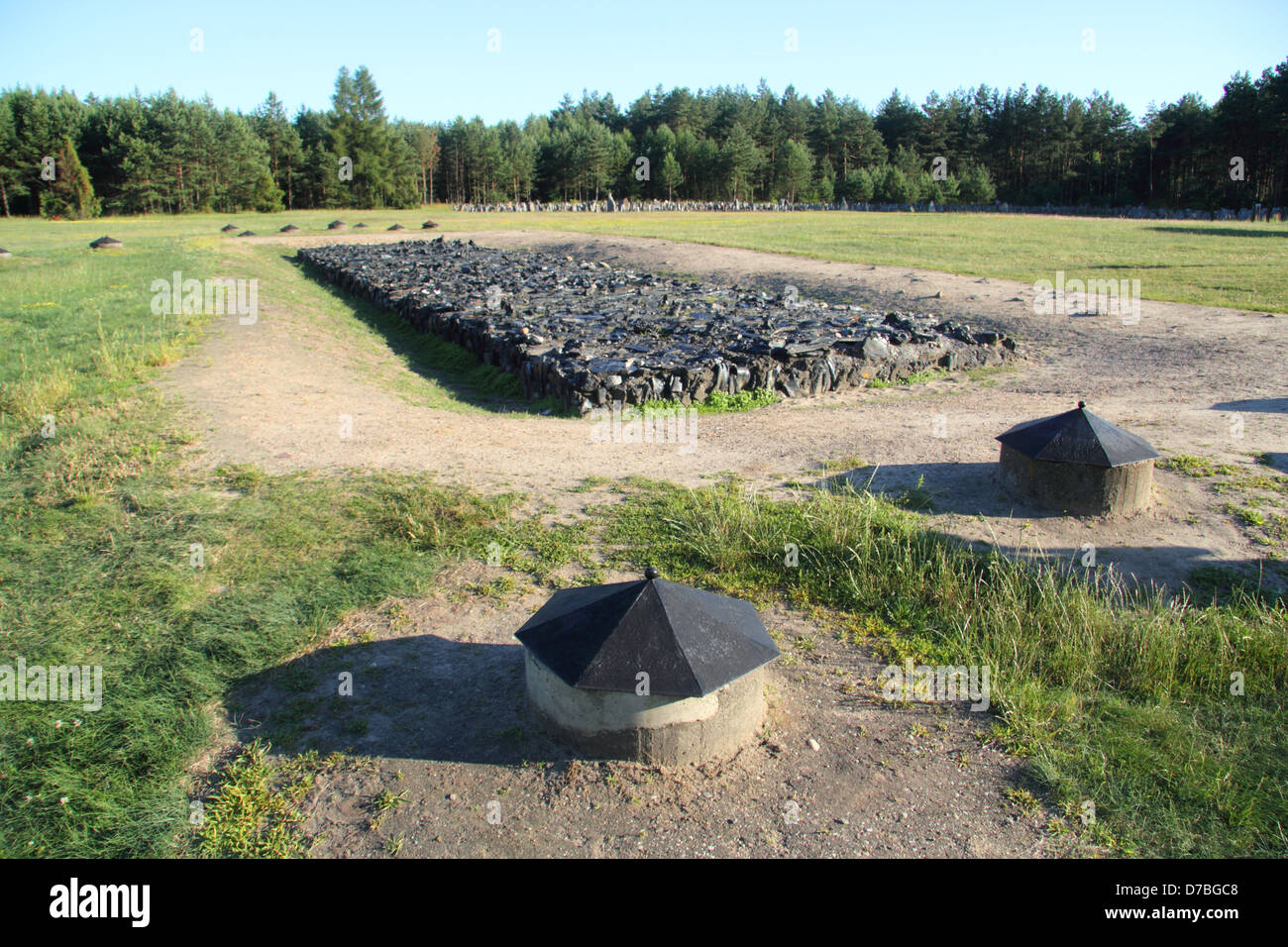 The cremation site at Treblinka extermination camp commemorating its holocaust victims Stock Photo