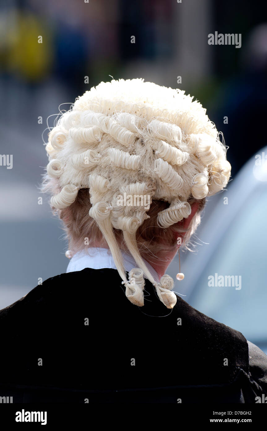 Female Town Clerk wearing traditional wig Stock Photo