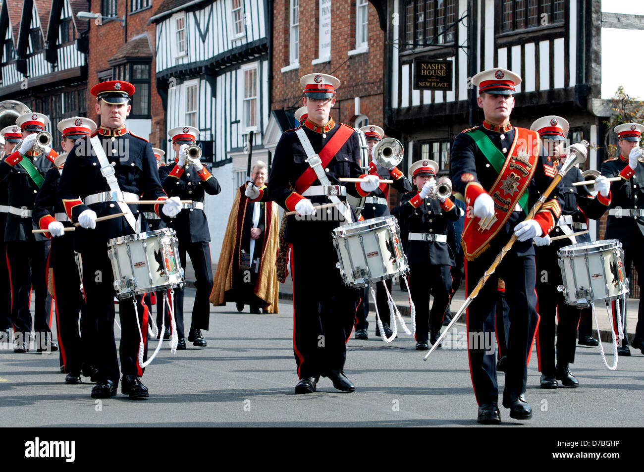 Shakespeare Birthday Celebrations church parade, Stratford-upon-Avon, UK Stock Photo