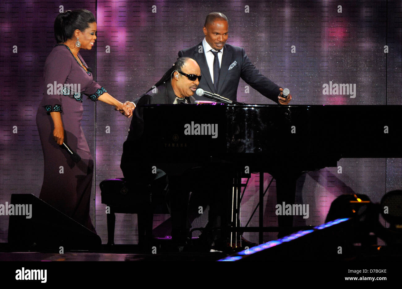 Oprah Winfrey, Stevie Wonder,and Jamie Foxx during "Surprise Oprah! A