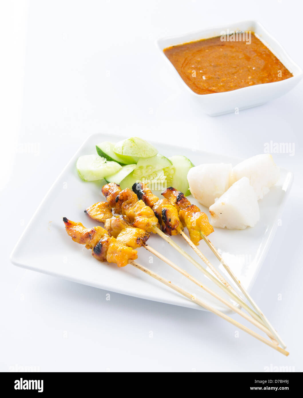 satay roasted kebab meat isolated on white Stock Photo Alamy