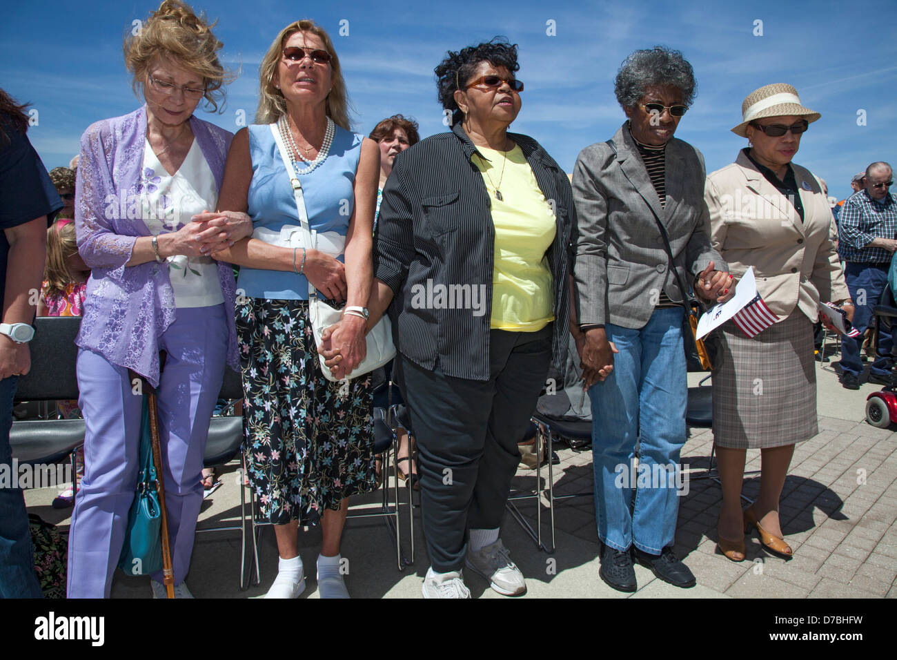Warren, Michigan, USA. Women pray during the annual National Day of Prayer observance at city hall. Credit:  Jim West / Alamy Live News Stock Photo