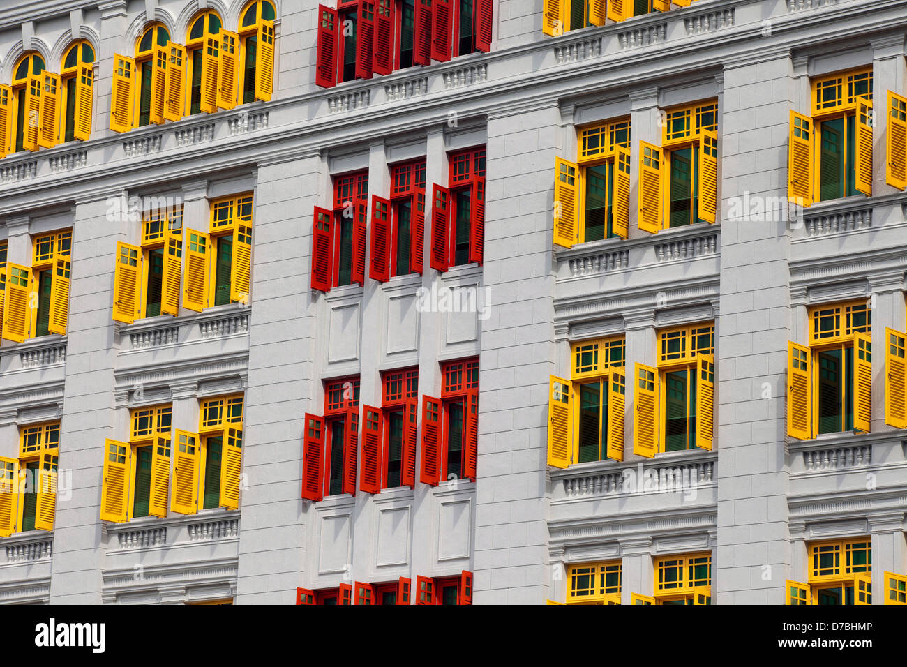 Detail of the colorful Old Hill Street Police Station near the ...