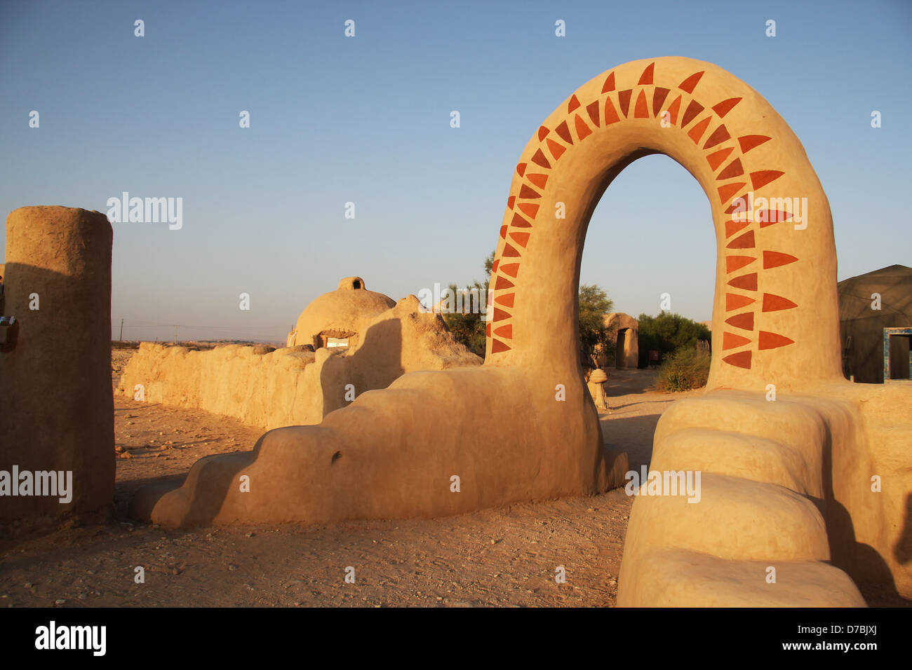 Ecology / Natural Building at Kibbutz Lotan in the Arava Valley, south of Israel Stock Photo