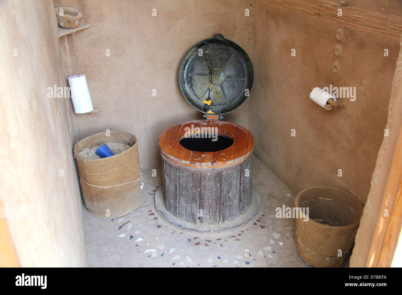 Compost toilets in Lotan, the ecological kibbutz in the Arava, south of Israel Stock Photo