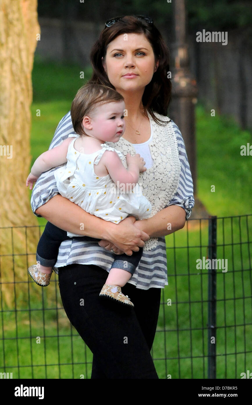 Tiffani Thiessen and daughter Harper Smith Baby Buggy Bedtime Bash held