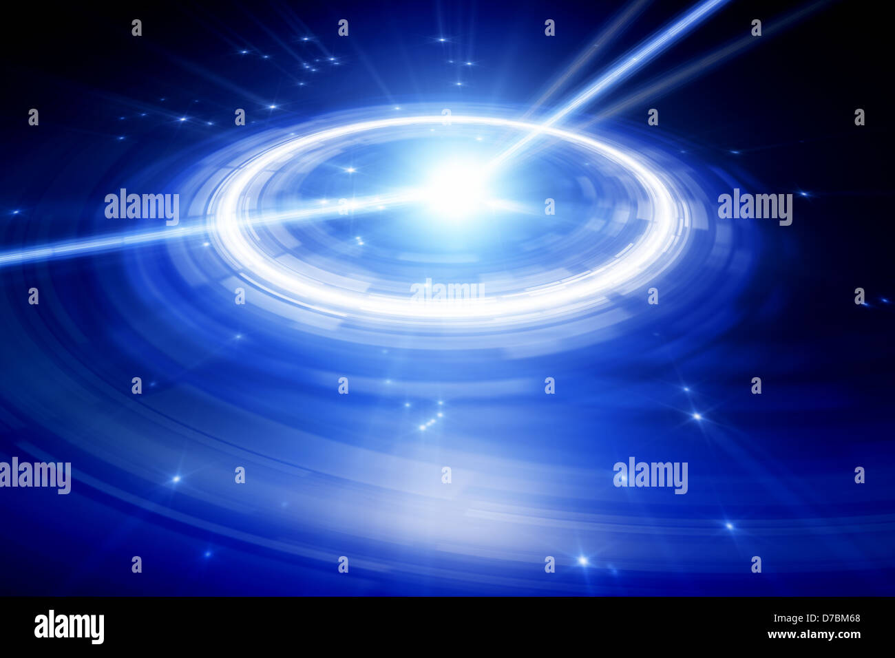 Abstract illustration of big blue clock in dark space Stock Photo - Alamy