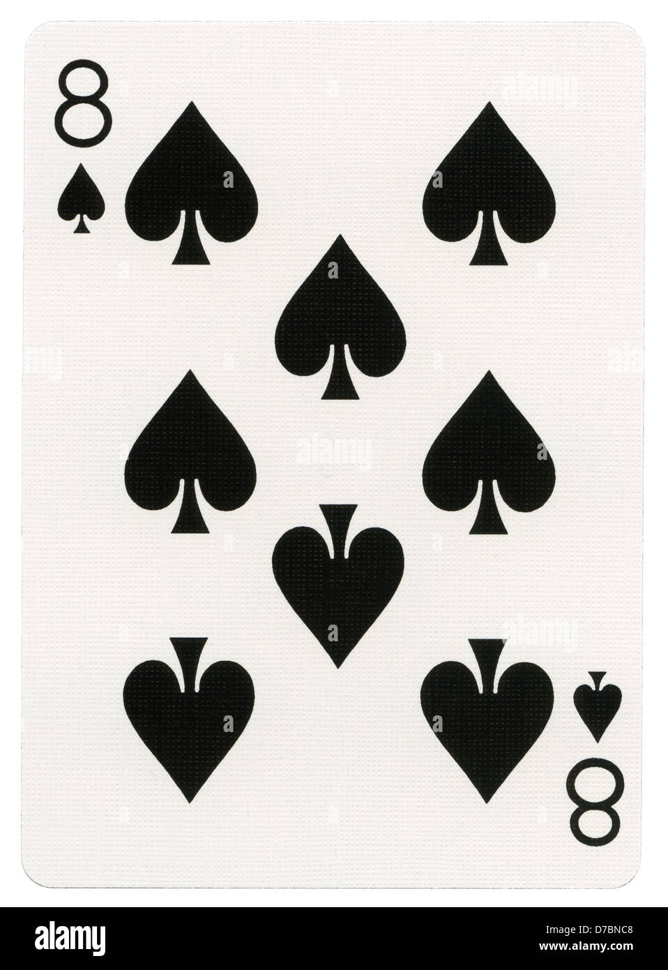 Eight of spades playing card, isolated on white background. Scanned at 2400dpi using Epson V700 professional scanner. Stock Photo
