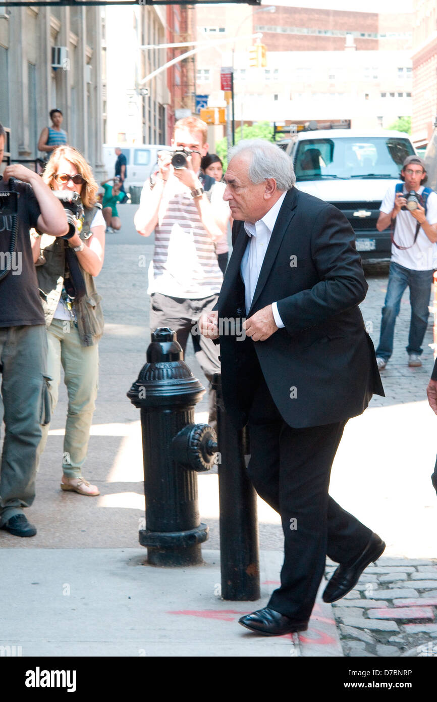 Dominique Strauss Kahn arrives at his residence in Tribeca New York