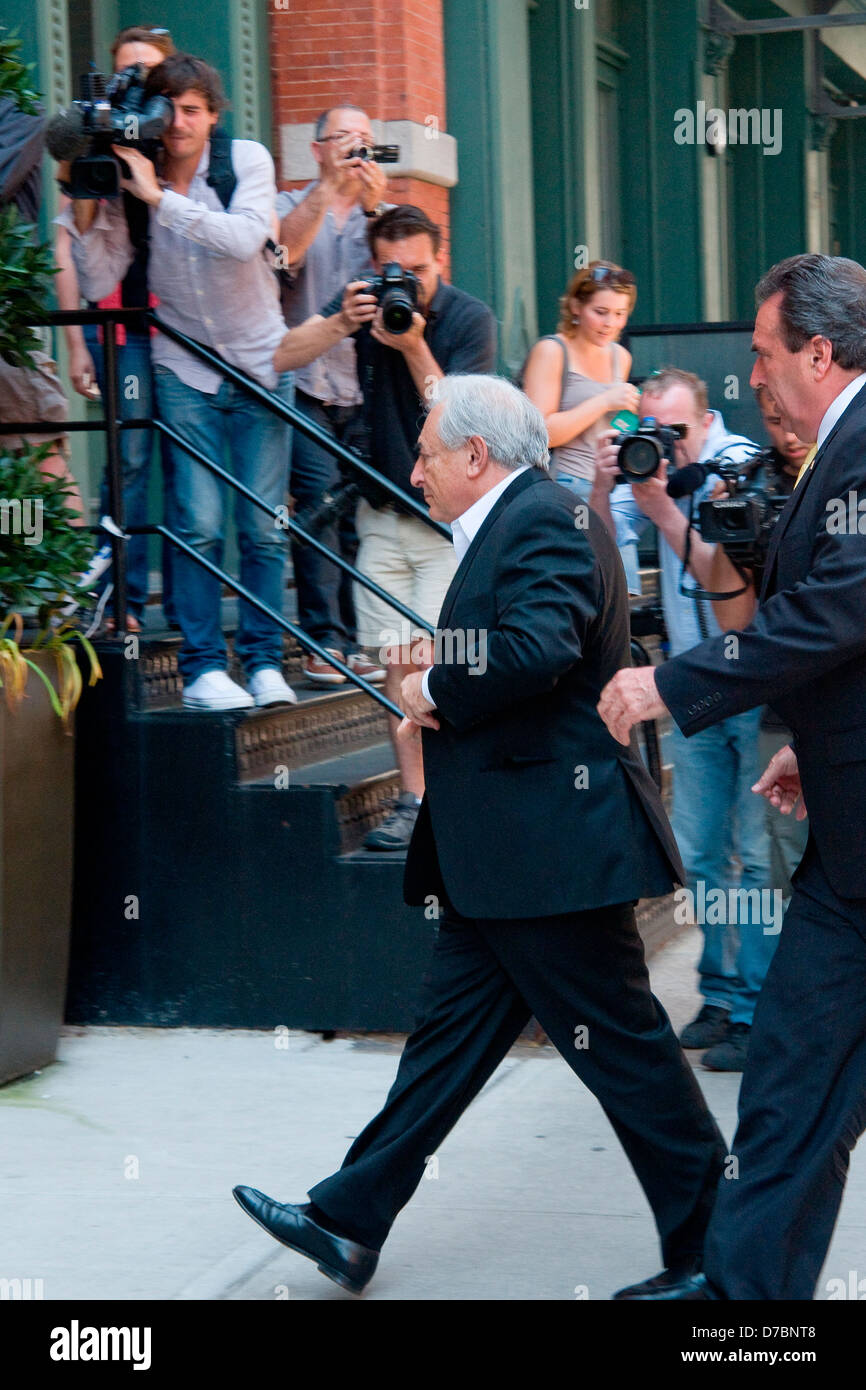 Dominique Strauss Kahn arrives at his residence in Tribeca New York
