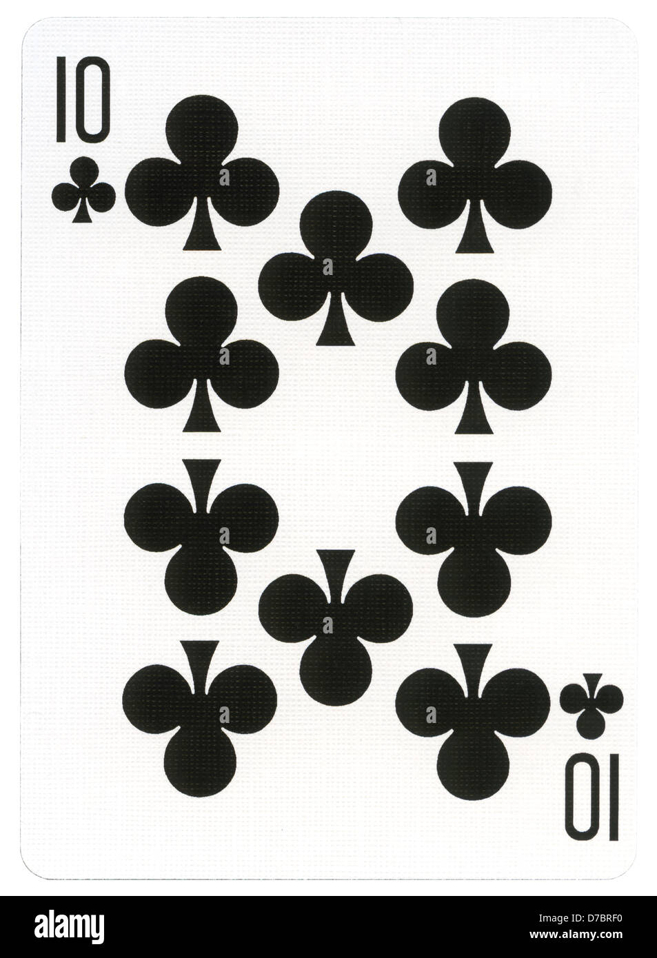 Ten of clubs playing card, isolated on white background. Scanned at 2400dpi using Epson V700