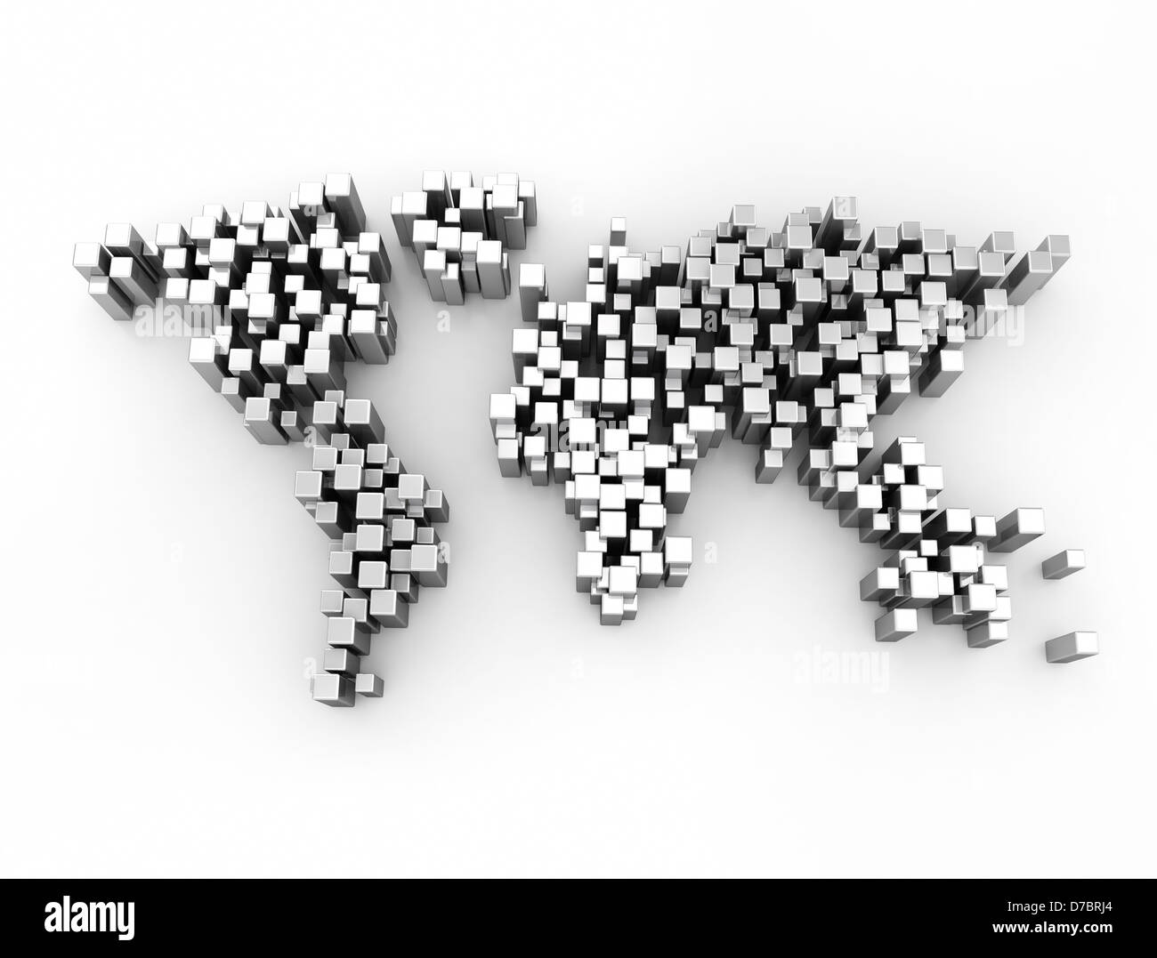 Digital world map made of 3d metallic cubes Stock Photo Alamy
