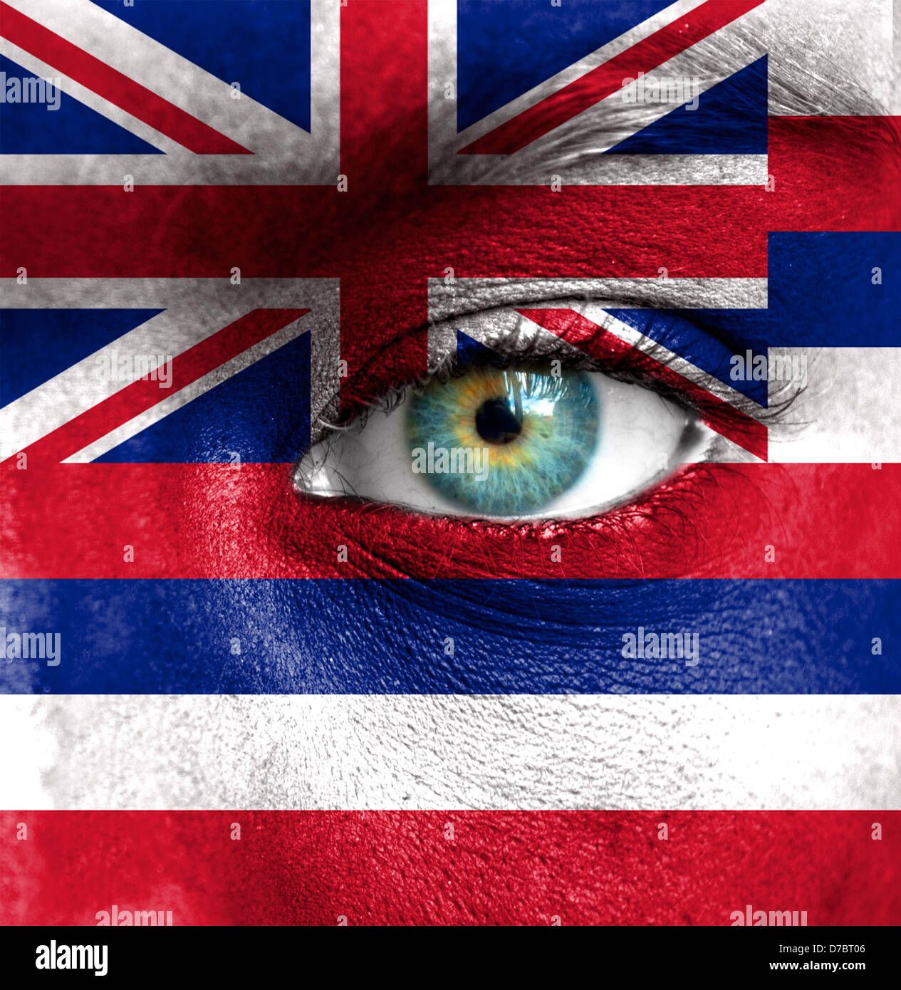Human face painted with flag of Hawaii Stock Photo Alamy