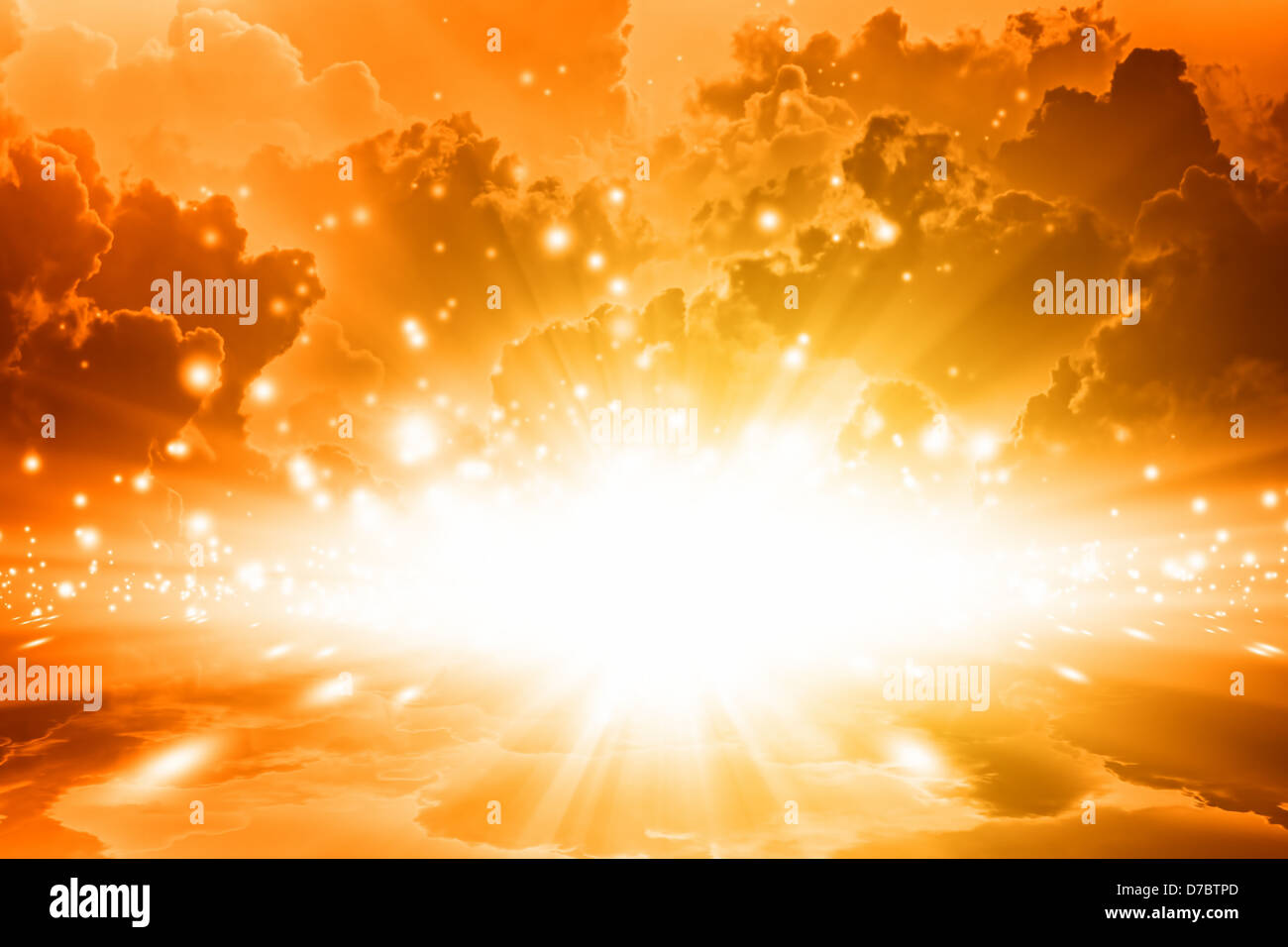 Beautiful bright light from golden sky Stock Photo Alamy