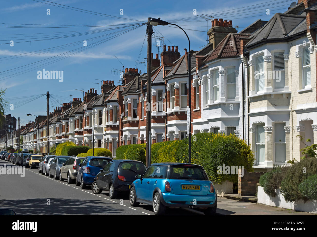 victorian terraced houses, fulham, london, england Stock Photo