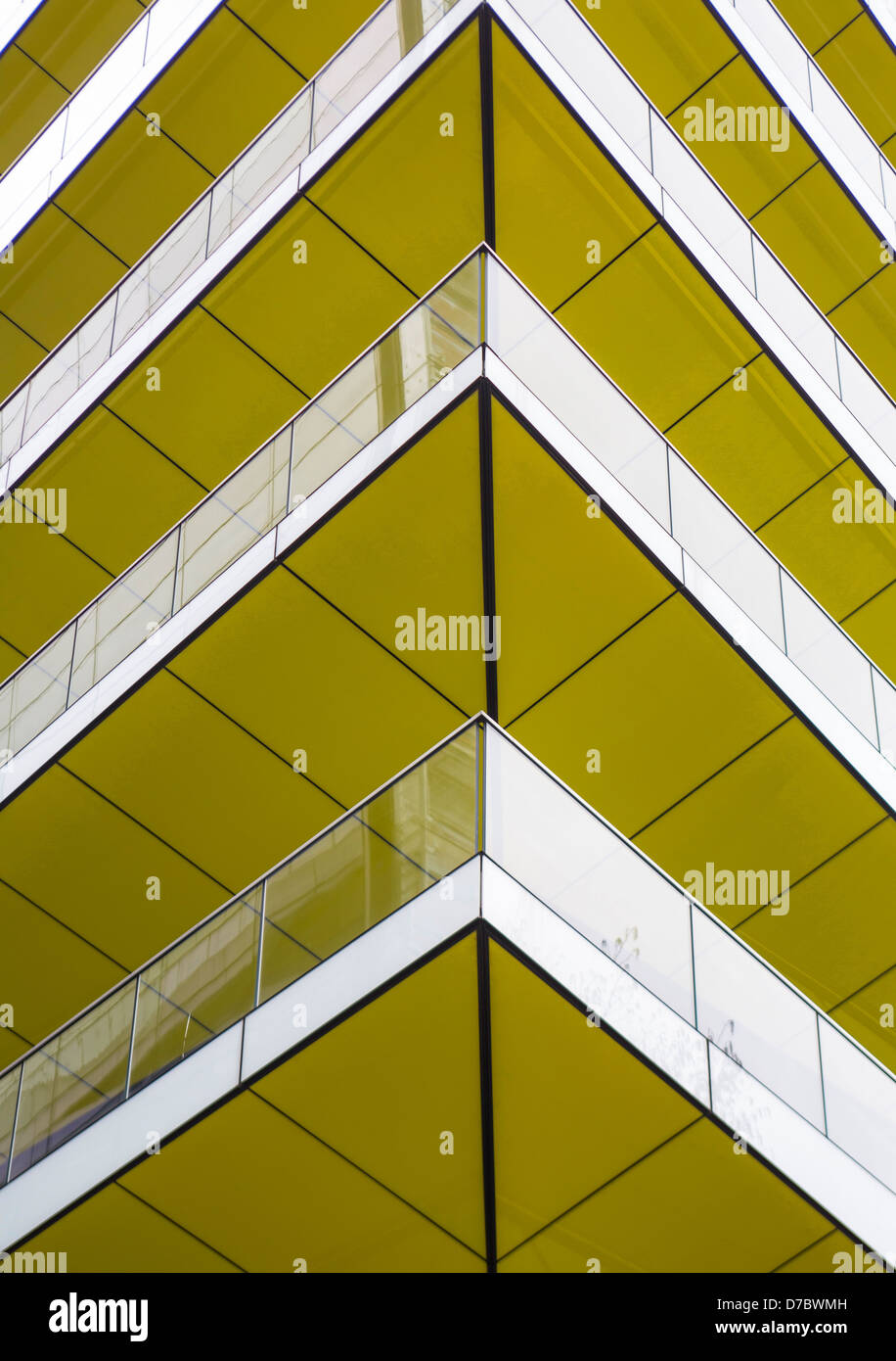An abstract view of balconies on a modern London building. Stock Photo