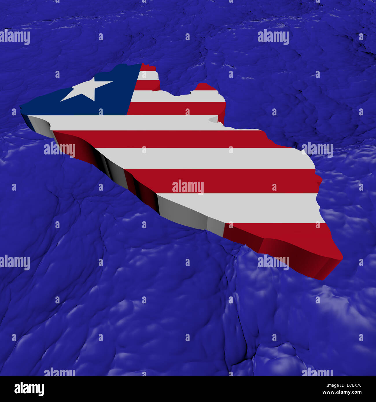 Liberia map flag in abstract ocean illustration Stock Photo - Alamy