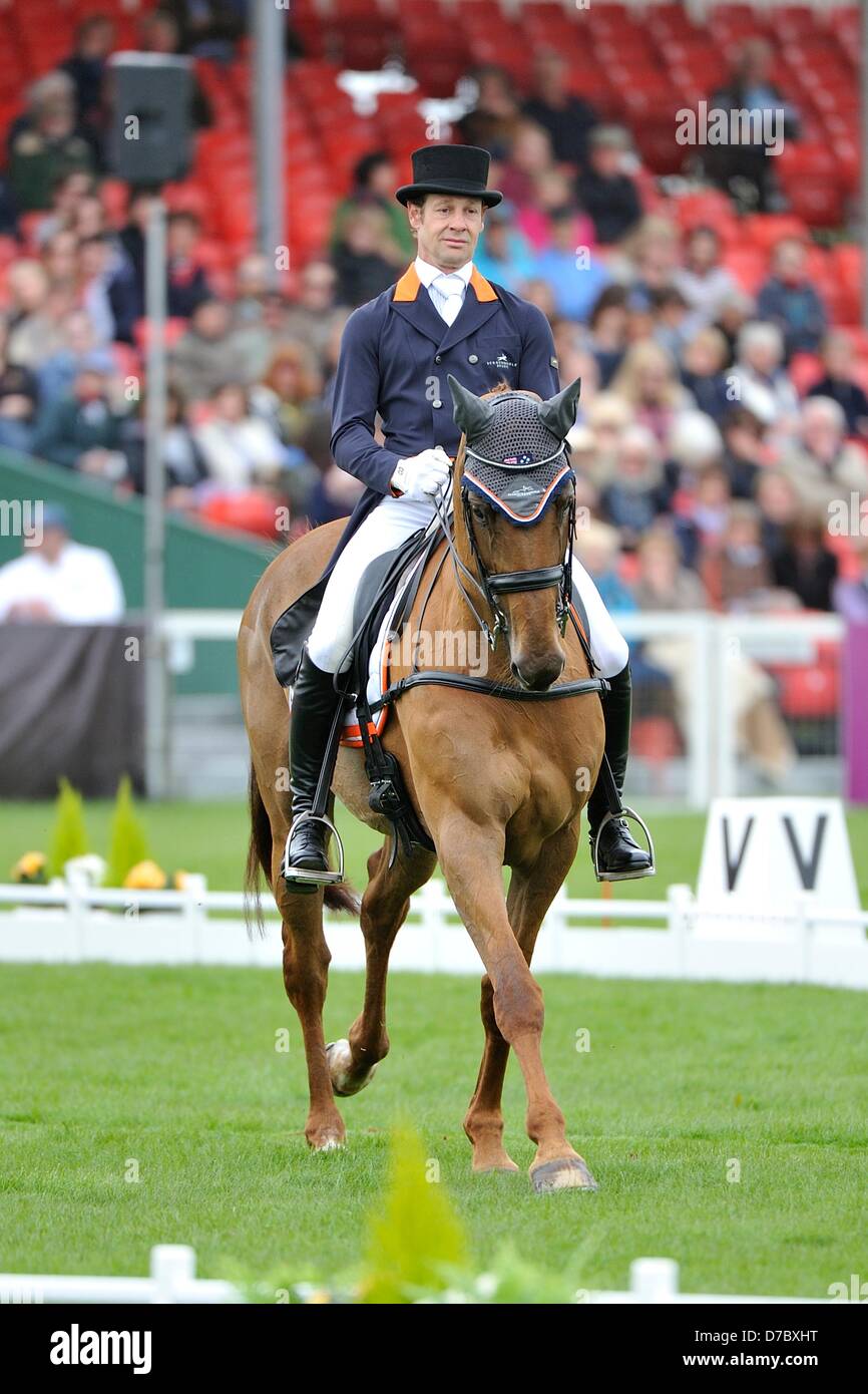 Badminton, UK. 3rd May 2013.  Christopher Burton [AUS] riding Holstein Park Leilani leads after the first day of competition at the Mitsubishi Motors Badminton Horse Trials.  The Mitsubishi Motors Badminton Horse Trials take place between the 2nd and 6th of May 2013. Picture by Stephen Bartholomew/Alamy Live News Stock Photo