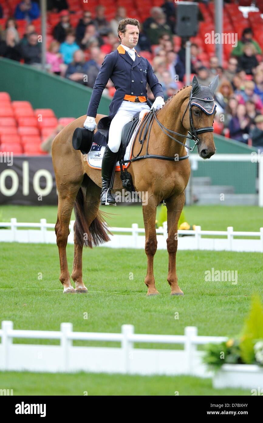 Badminton, UK. 3rd May 2013.  Christopher Burton [AUS] riding Holstein Park Leilani leads after the first day of competition at the Mitsubishi Motors Badminton Horse Trials.  The Mitsubishi Motors Badminton Horse Trials take place between the 2nd and 6th of May 2013. Picture by Stephen Bartholomew/Alamy Live News Stock Photo