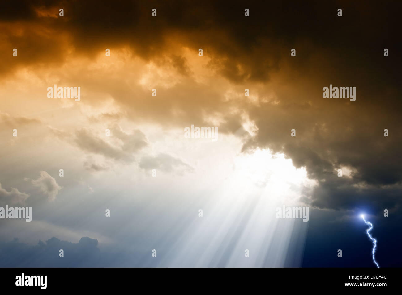 Dramatic Background Dark Sky And Clouds Sunbeam From Above Stock Photo Alamy