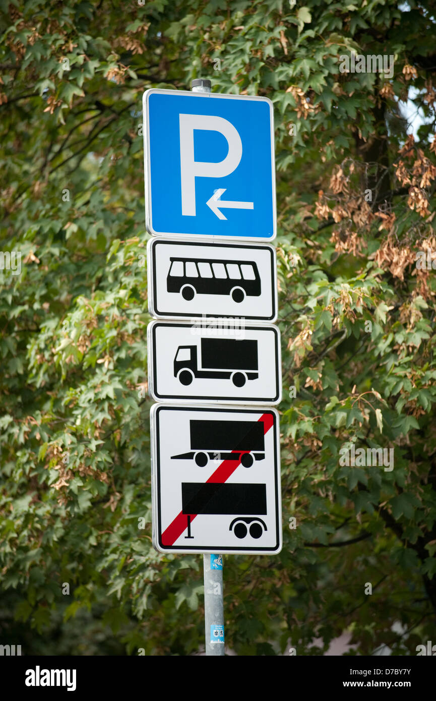 Parking Sign for Bus and Lorry Konigsdorf Germany Europe EU Stock Photo