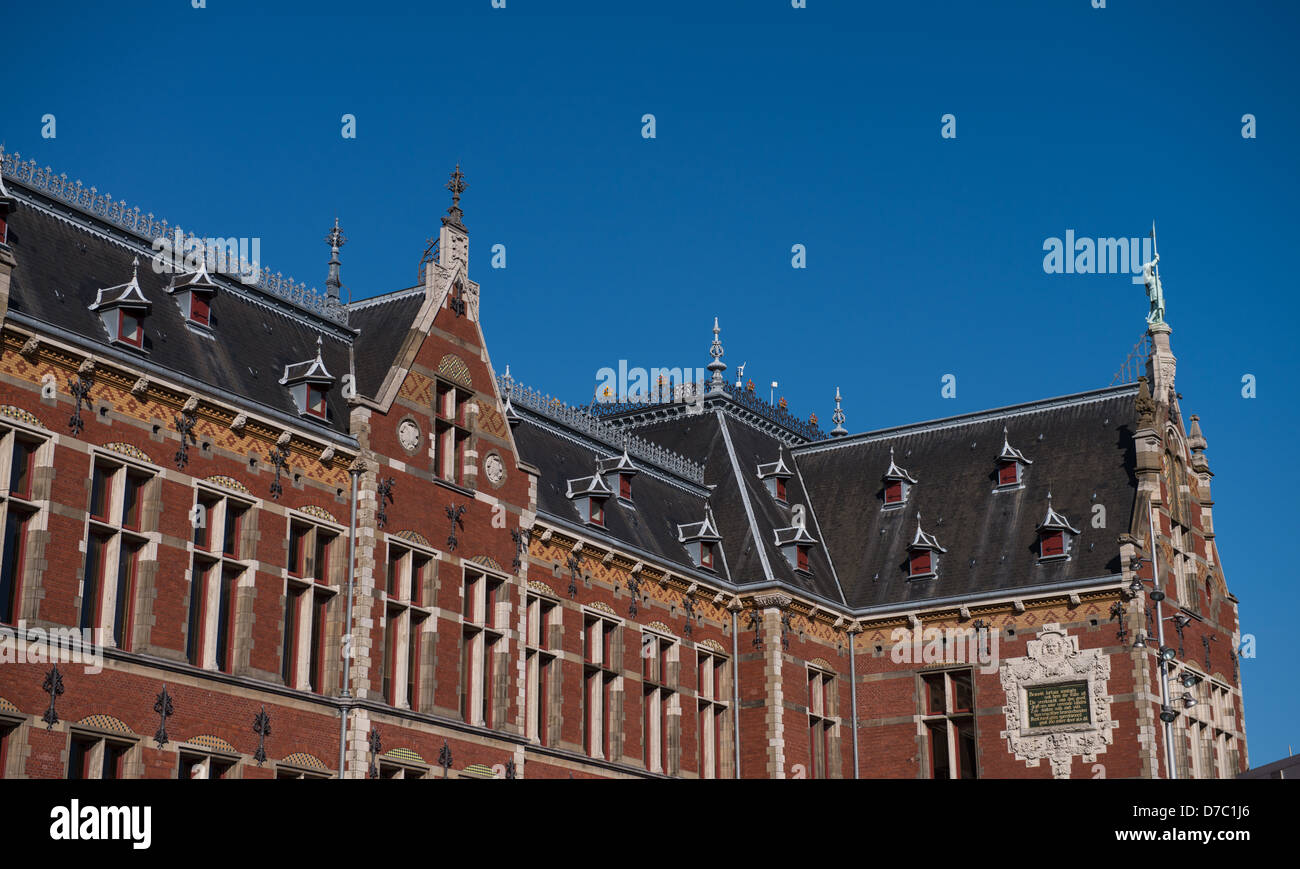 Amsterdam. Central Station architecture. Stock Photo