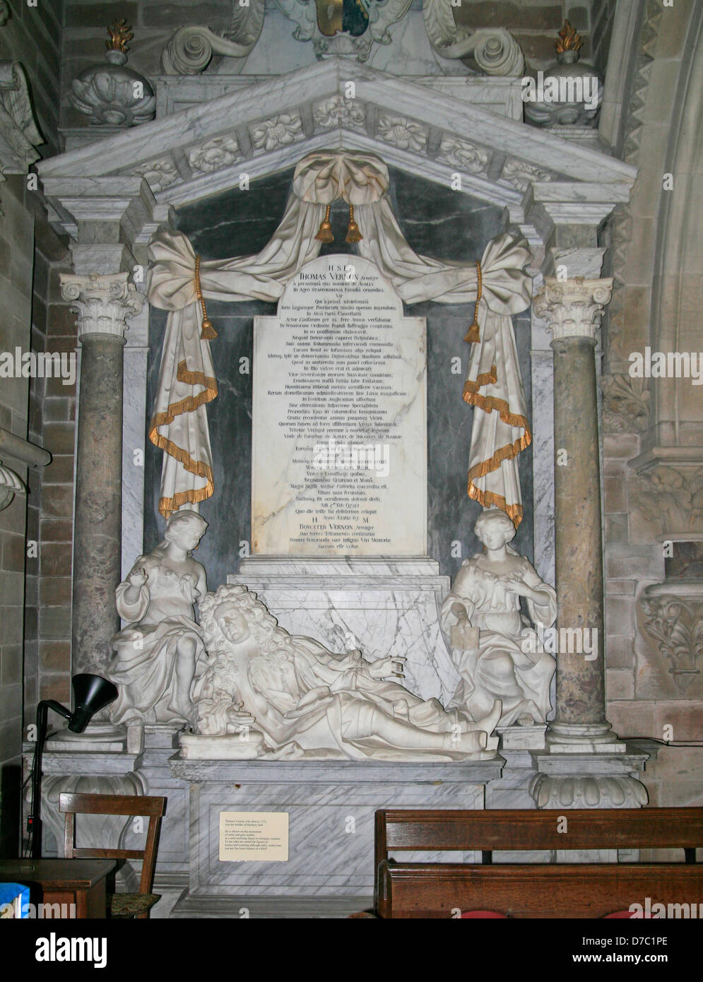 Thomas Vernon memorial d.1722 St Mary the Virgin church Hanbury Worcestershire England UK Stock Photo