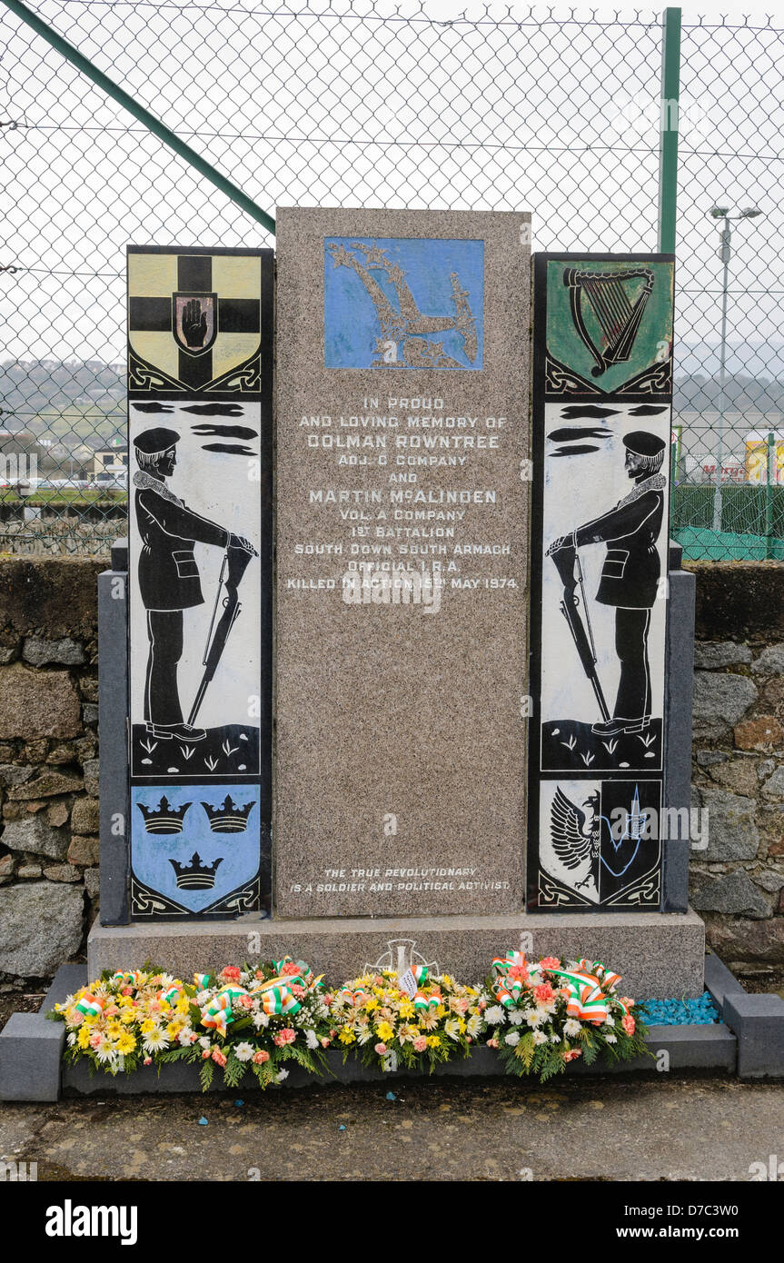 Memorial to IRA volunteers colman Rowntree and Martin McAlinden in St ...
