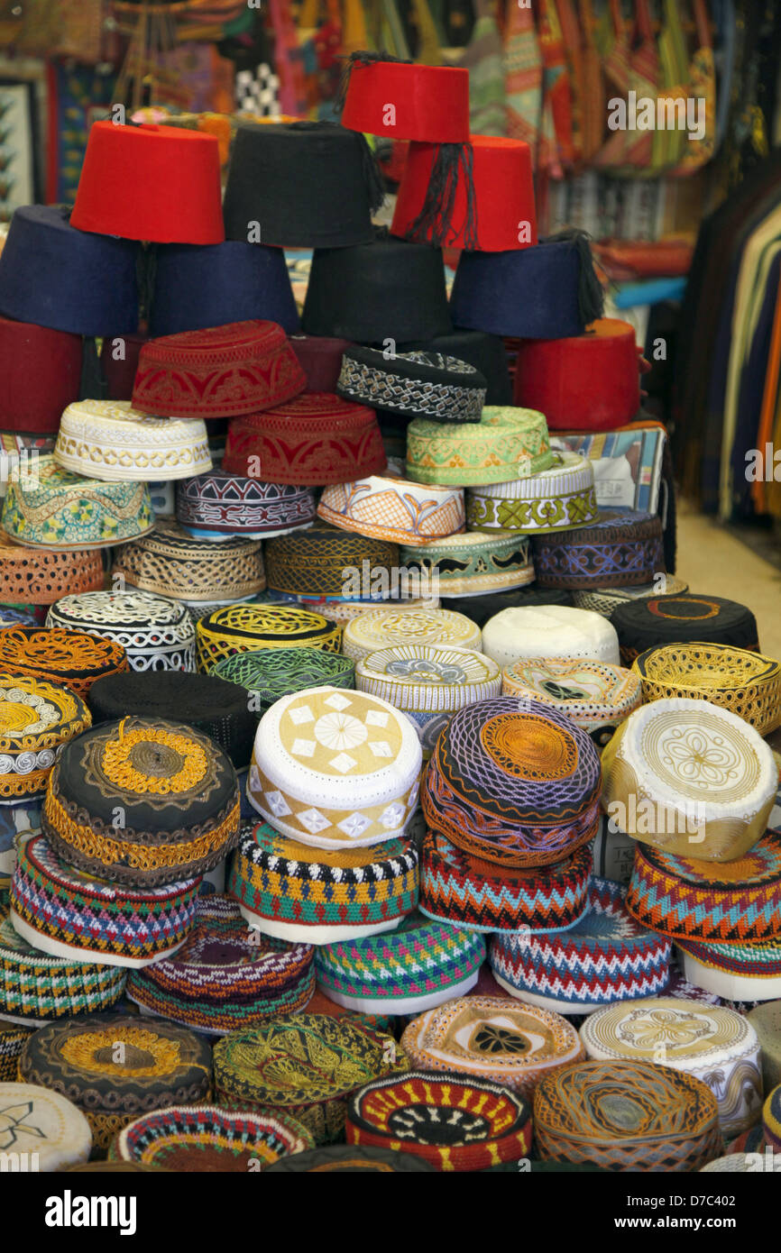 EGYPTIAN HATS IN SHOP ASWAN EGYPT 10 January 2013 Stock Photo Alamy