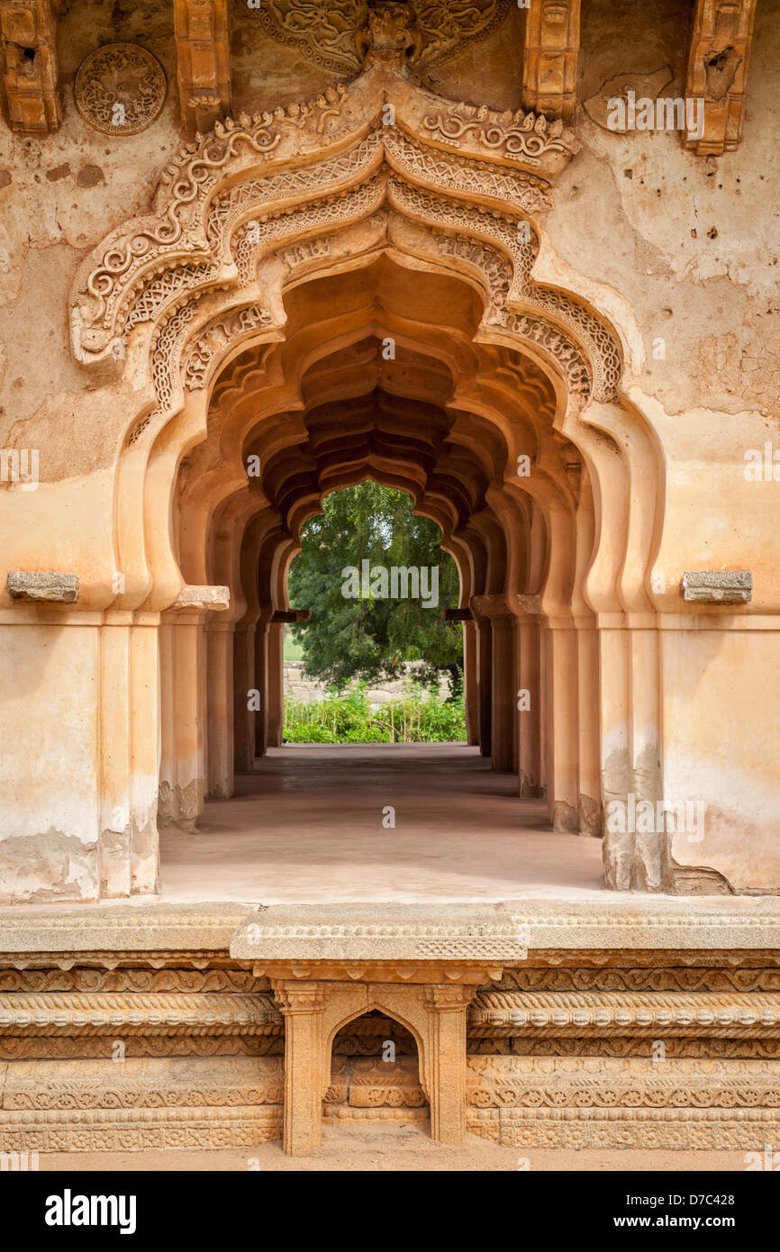 Lotus Mahal details. Royal Centre. Hampi, Karnataka, India Stock Photo