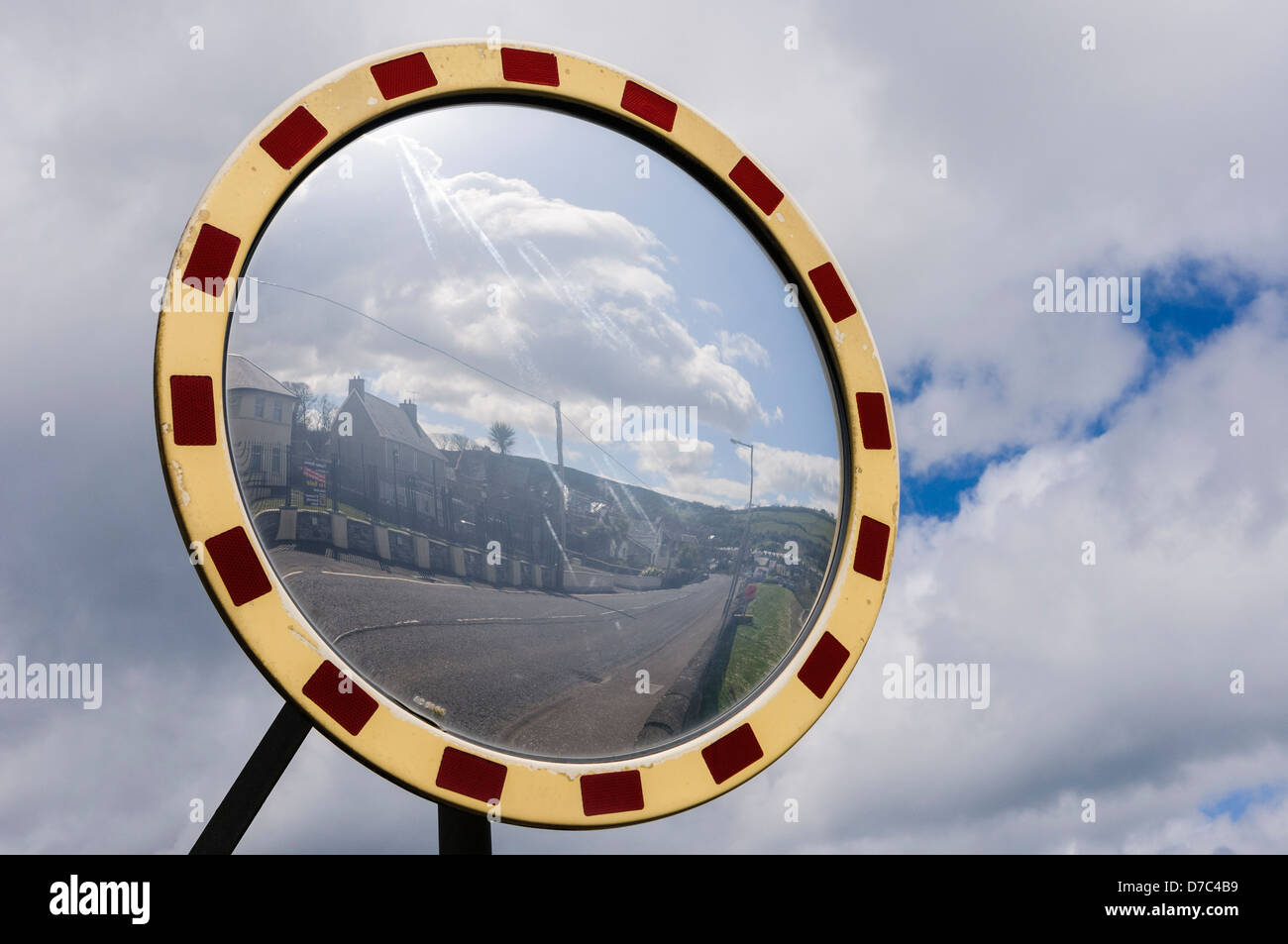 Convex traffic mirror enable drivers hires stock photography and