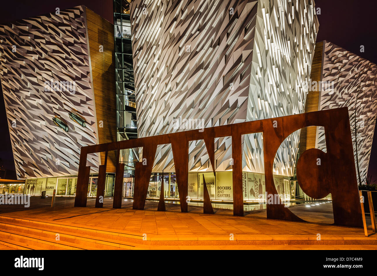 Titanic Building, Belfast, at night Stock Photo