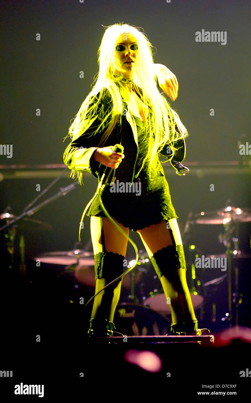 Taylor Momsen of The Pretty Reckless performs on stage as the opening support for the Guns N' Roses tour at Copps Coliseum in Stock Photo