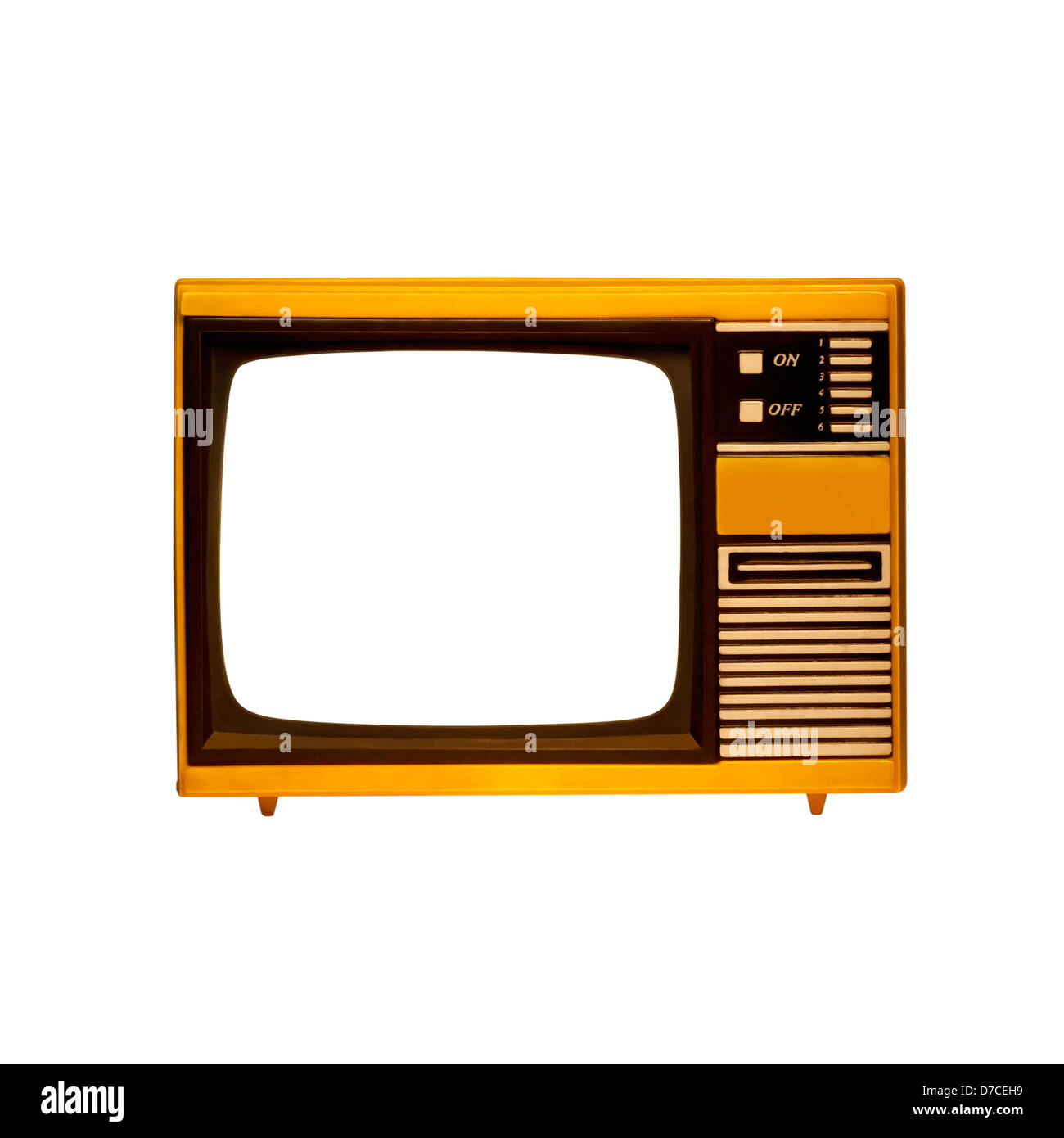 old frame television on a white background with isolated screen Stock Photo