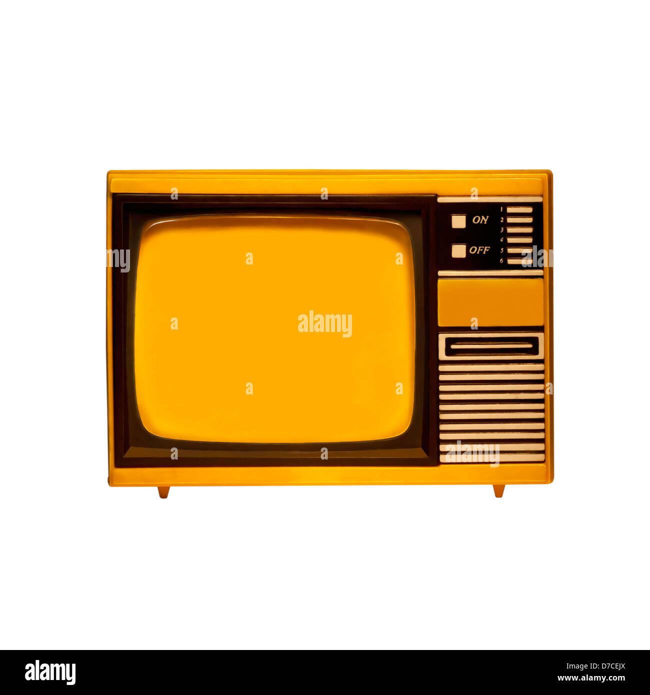 old frame television with isolated white background Stock Photo