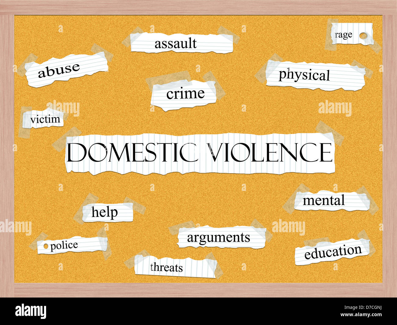 Domestic Violence Corkboard Word Concept with great terms such as abuse