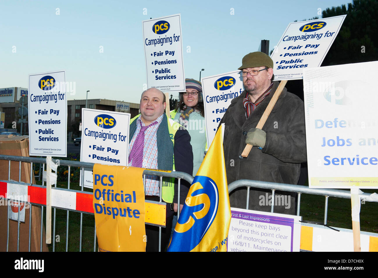 Stephen Taylor (left), Secretary of PCS The Public Commercial Services (PCS) uniion picket line