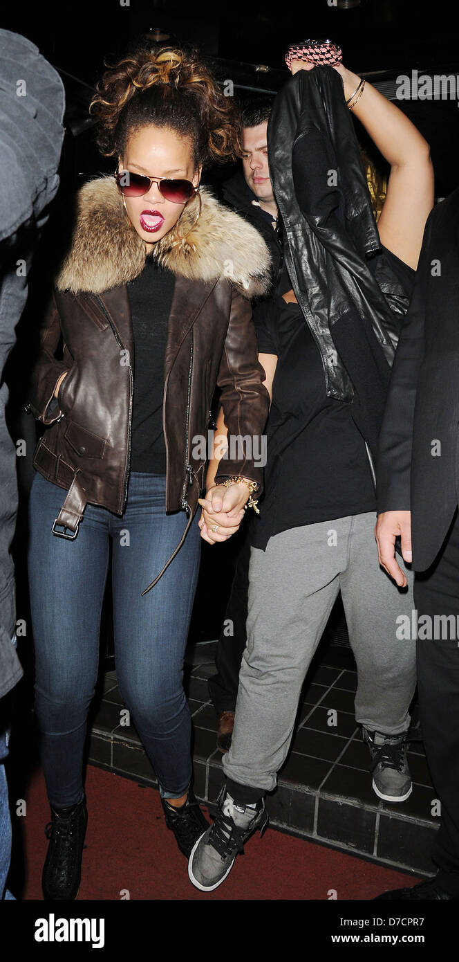 Rihanna's shy pal stepped out of line as they left London strip club ...