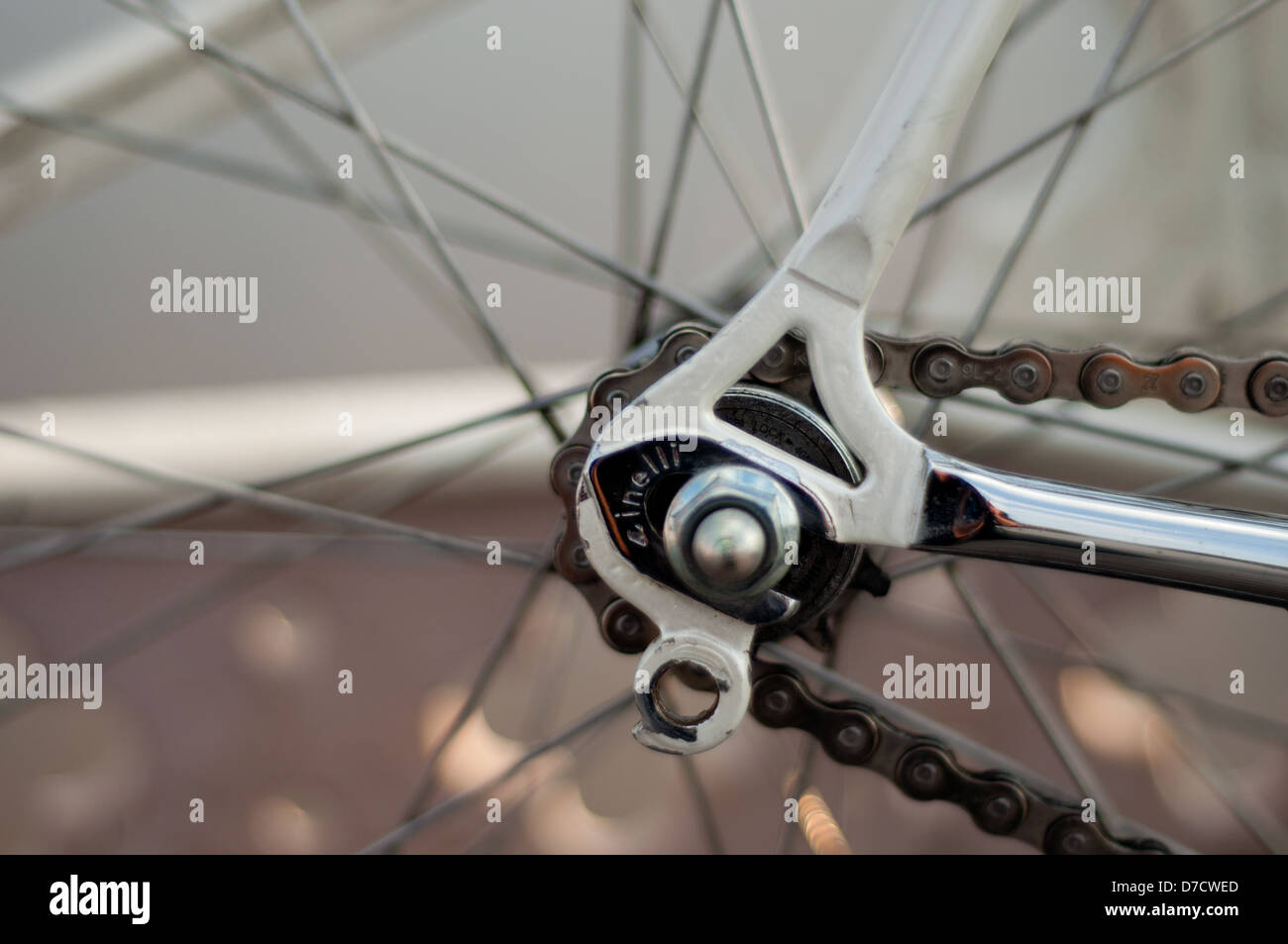 Detail shot of a fixed gear bicycle. Stock Photo