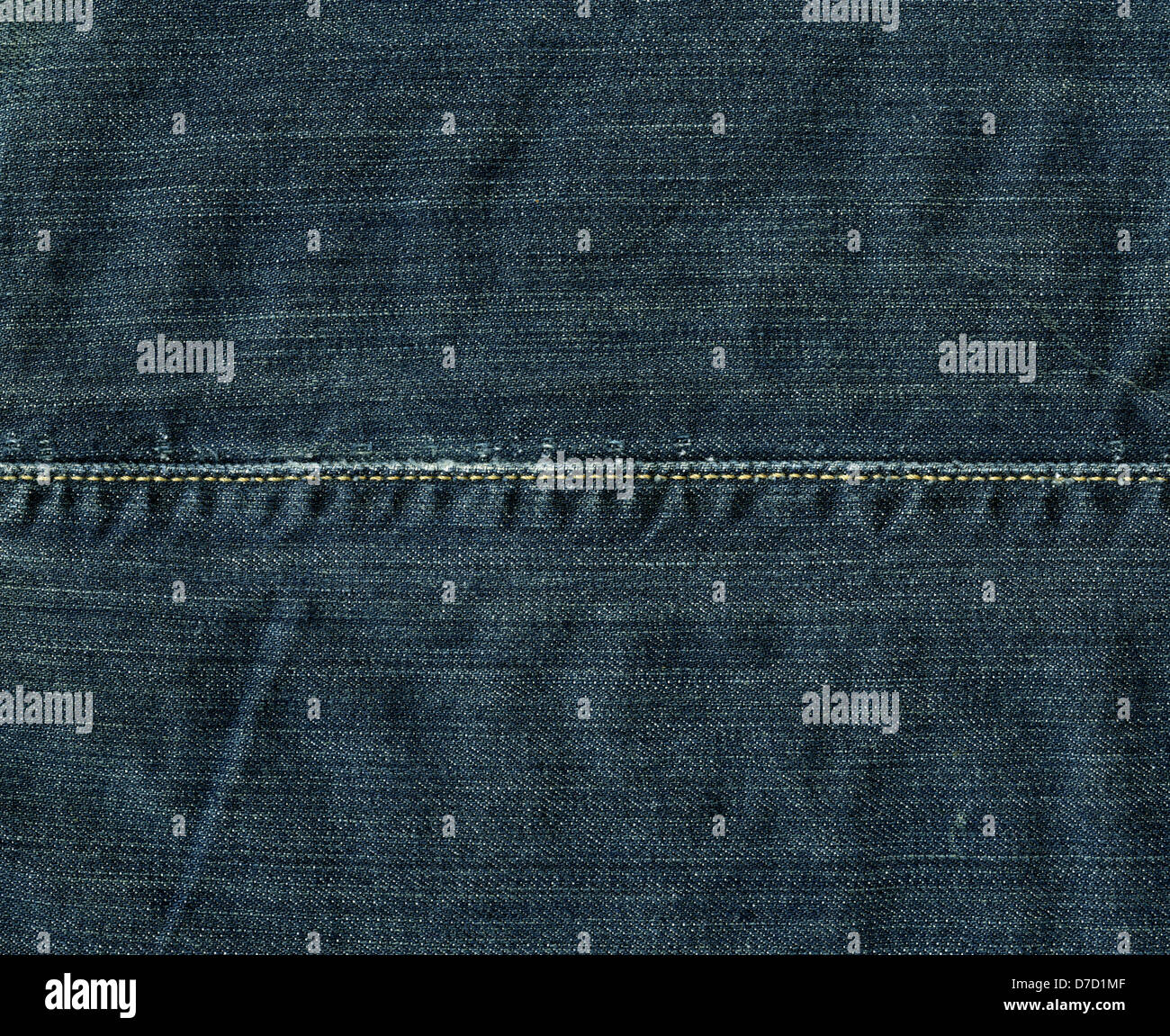 High resolution scan imperial blue denim fabric horizontal stitch ...