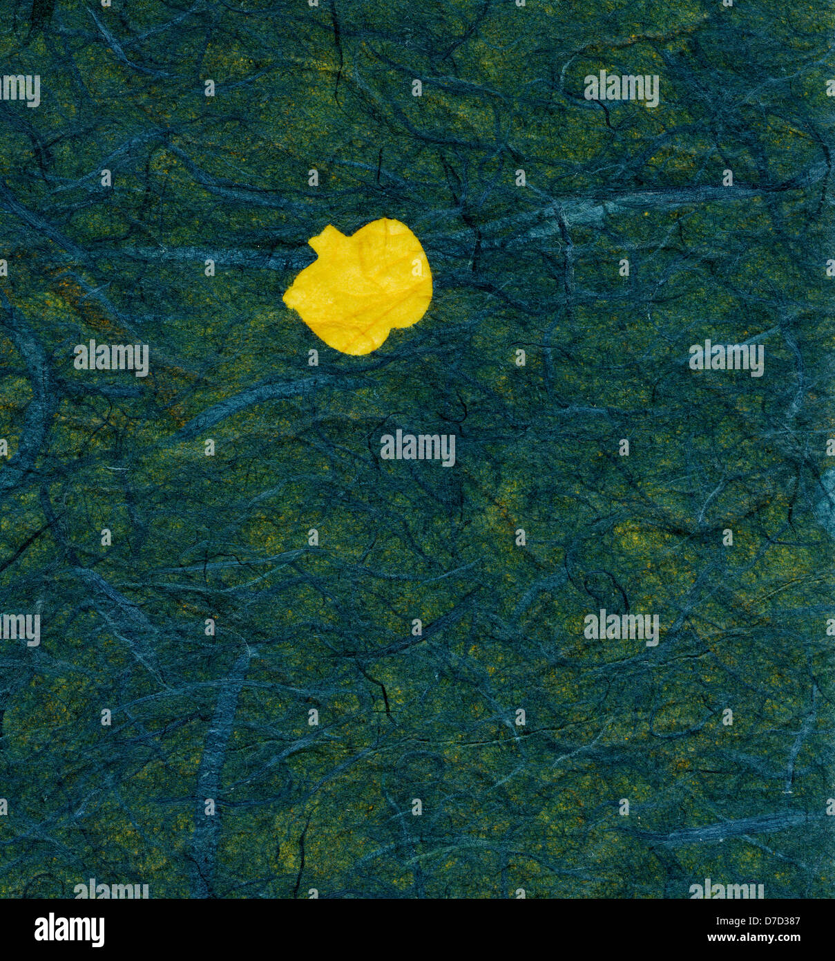 High resolution scan green blue yellow rice paper pattern yellow fruit ...