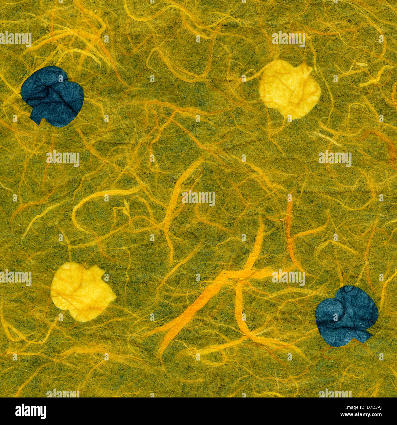 High resolution scan yellow rice paper pattern yellow & blue fruit ...