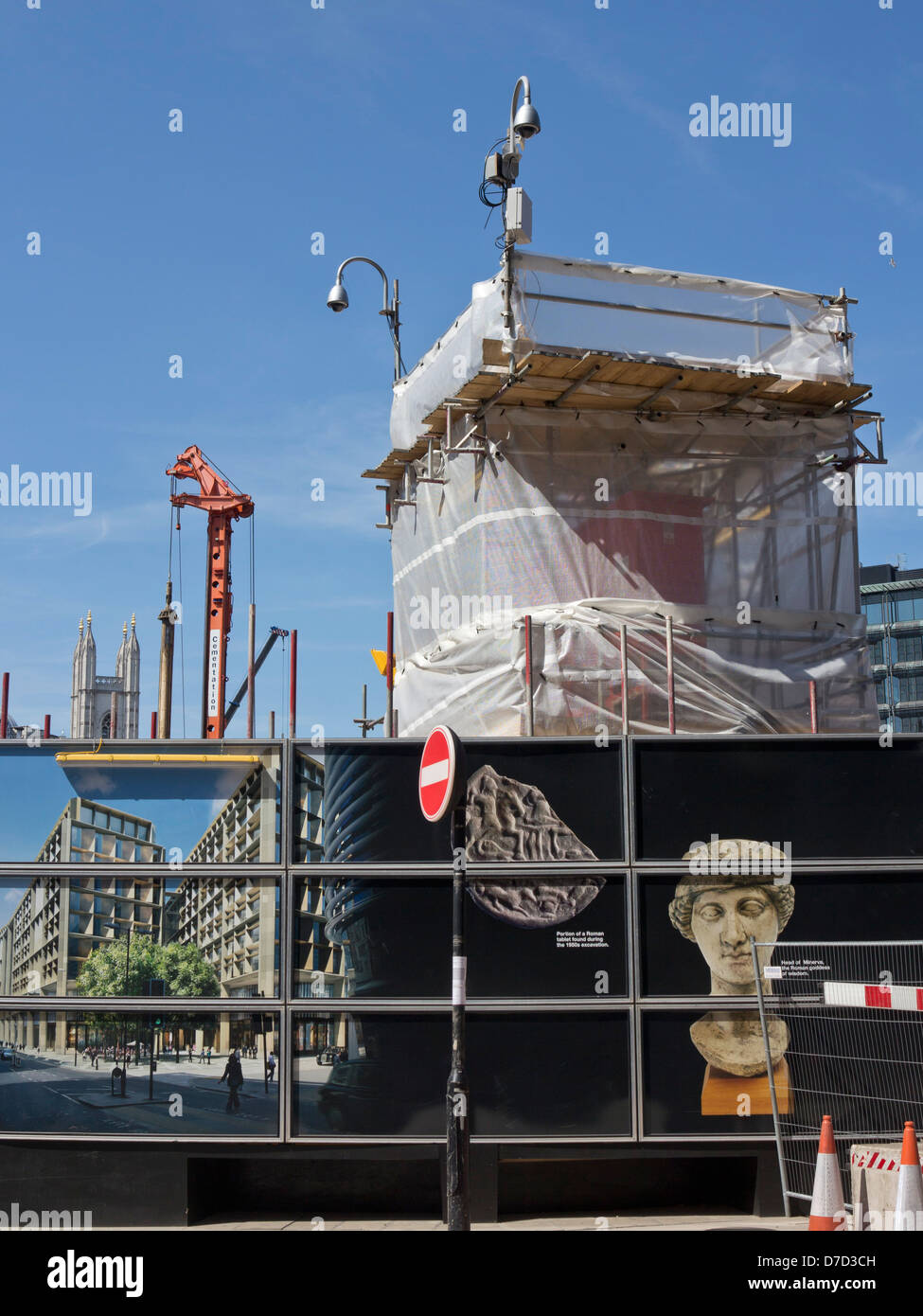 Site of Roman ruins being uncovered and explored by Cannon Street station in the City of London, UK Stock Photo