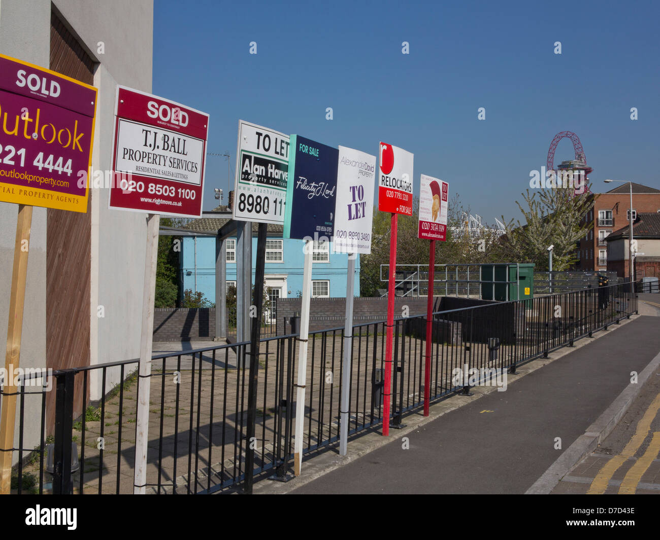 For sale and to let property signs in Stratford by the London 2012