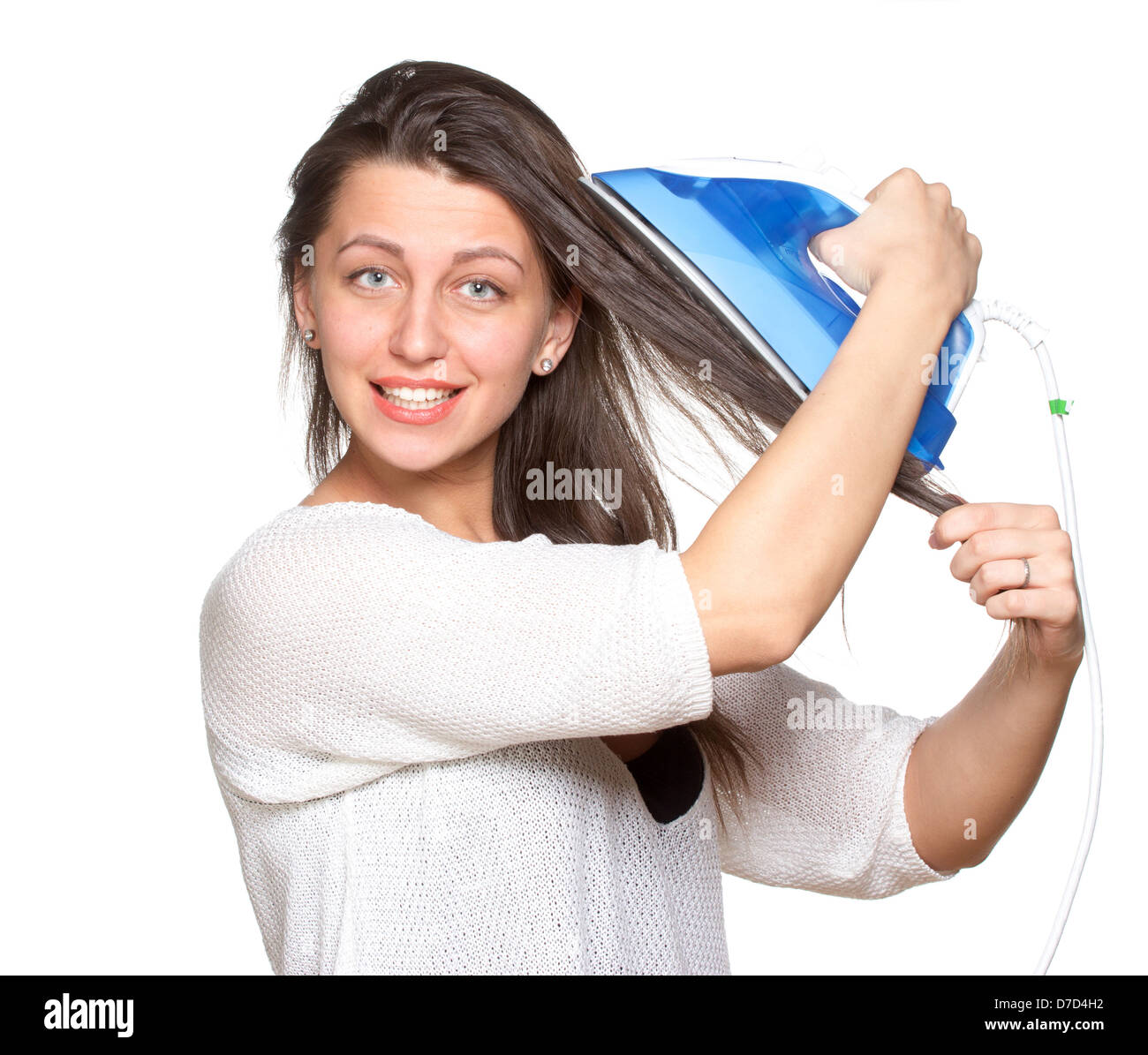 Ironing woman, isolated on white Stock Photo Alamy