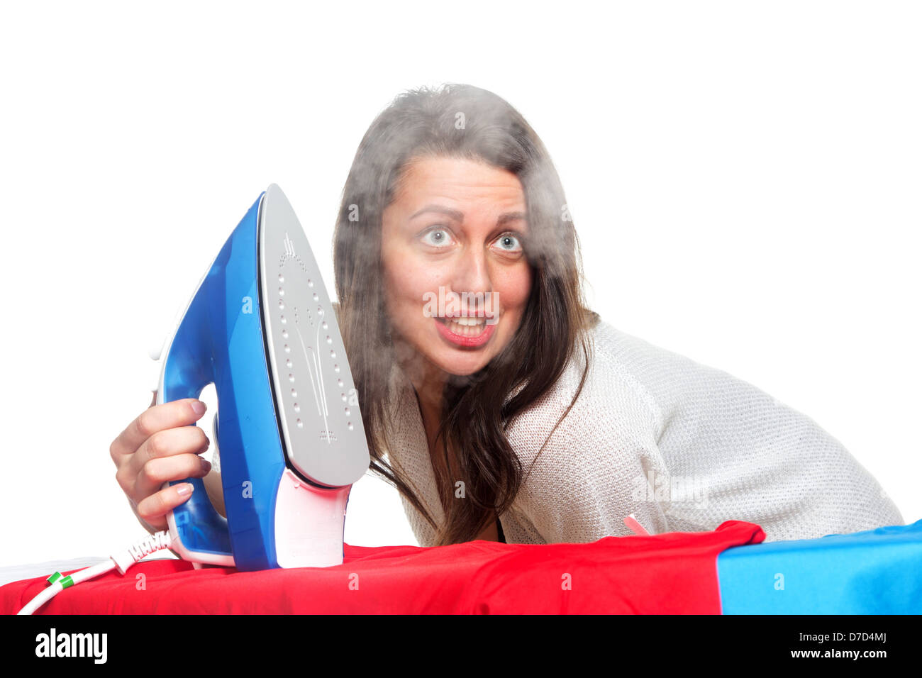 Ironing woman, isolated on white Stock Photo Alamy