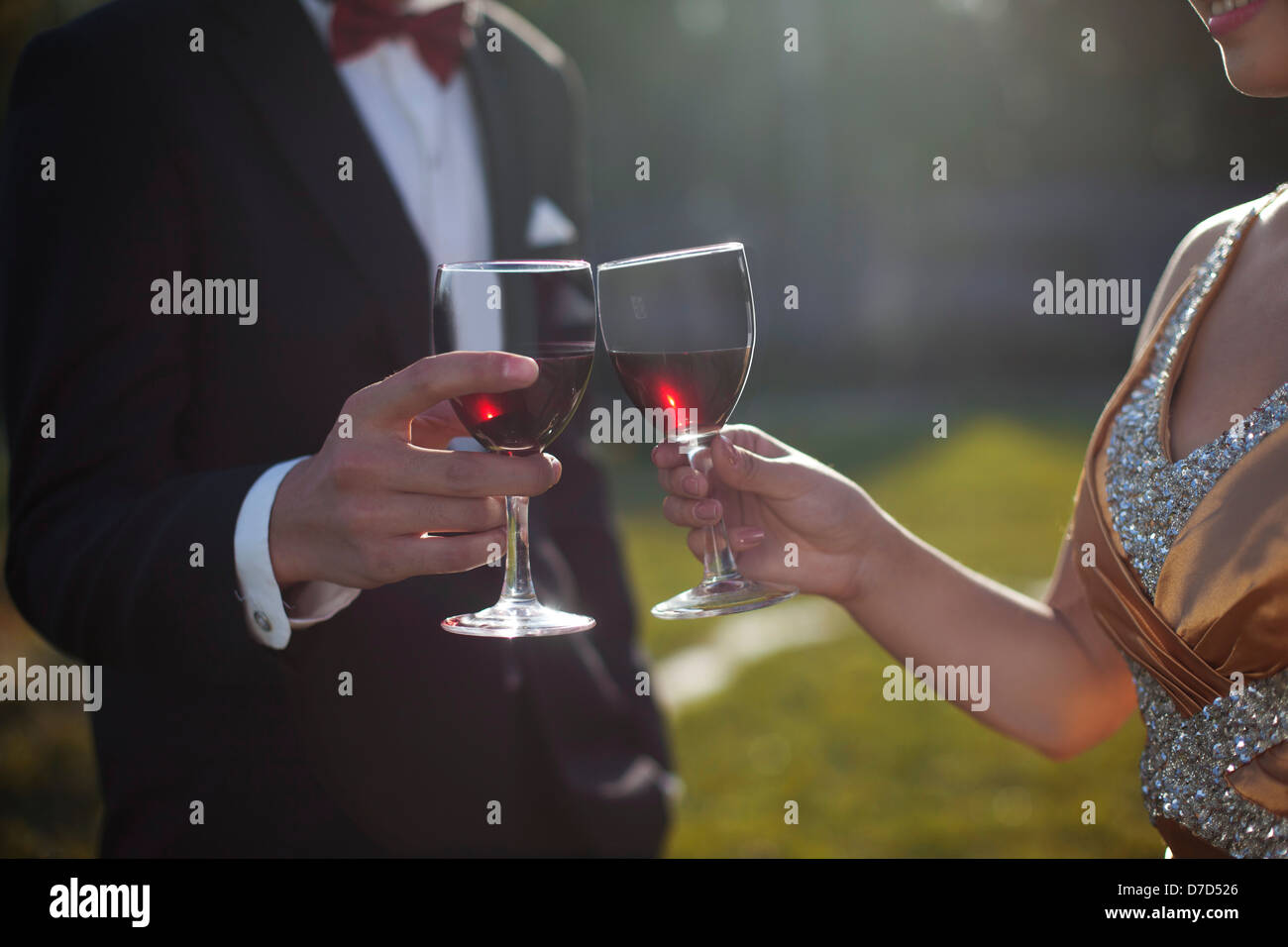 Wearing evening dress fashion of young man and woman in the private ...