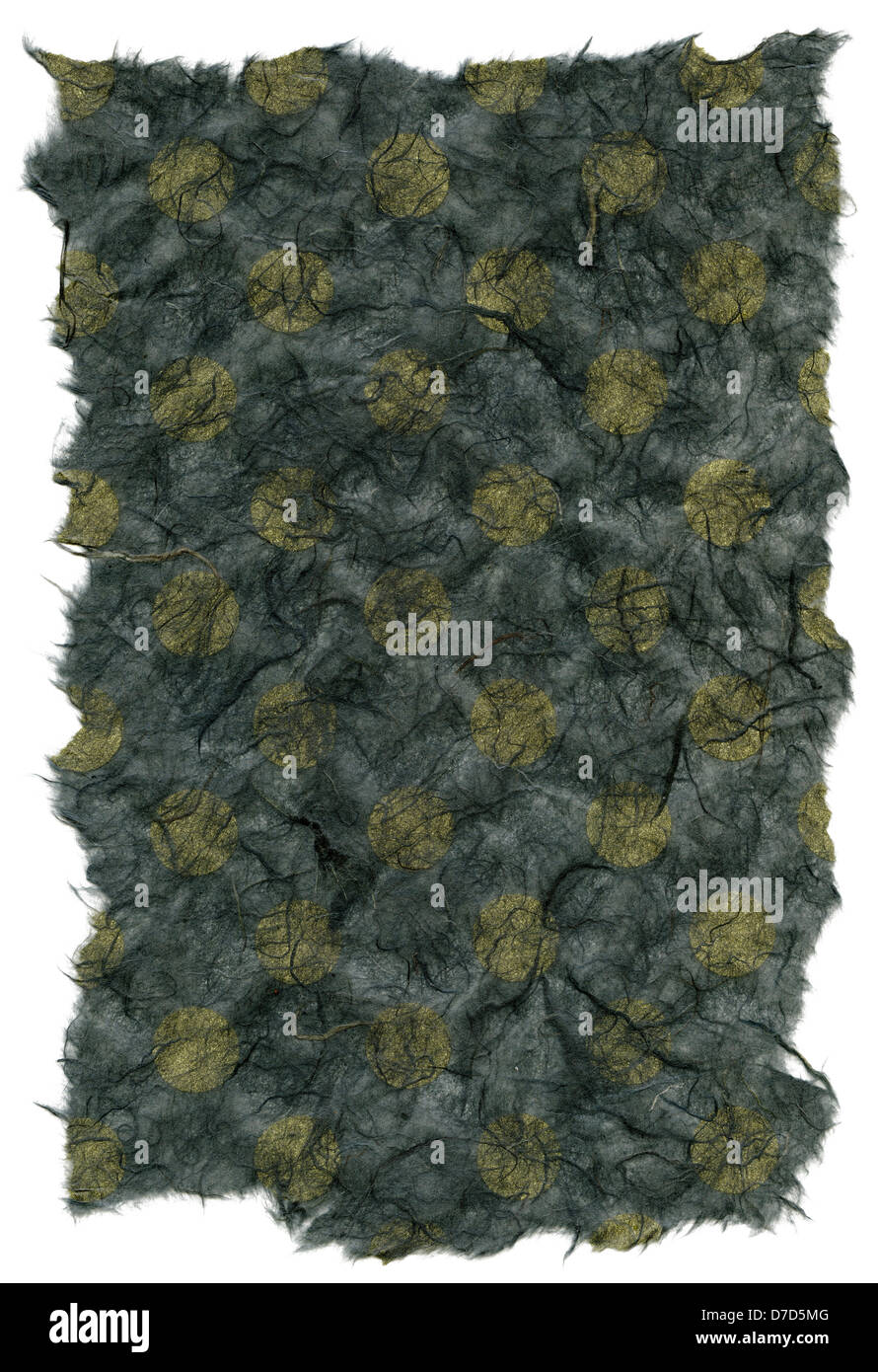 Texture dark gray rice paper yellow polka dots embedded torn edges ...